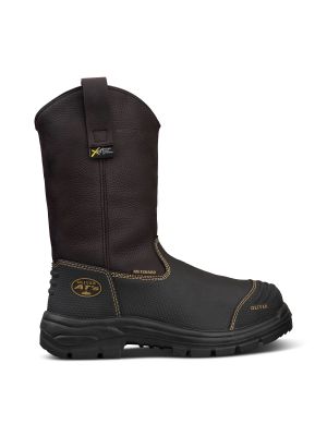 240mm Brown Pull-On Riggers Boot - Caustic & 100% Waterproof