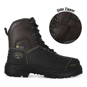150mm Brown Lace-Up Zip Sided Boot - Caustic & 100% Waterproof 